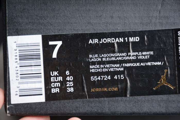 Jordan 1 Mid Hornets  554724-415